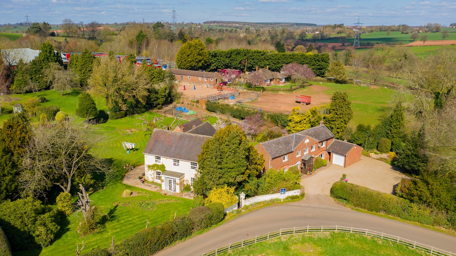 Aerial view of a country house and surrounding land for estate agent marketing, by Inspire Drone Media, TA Full Capture Media