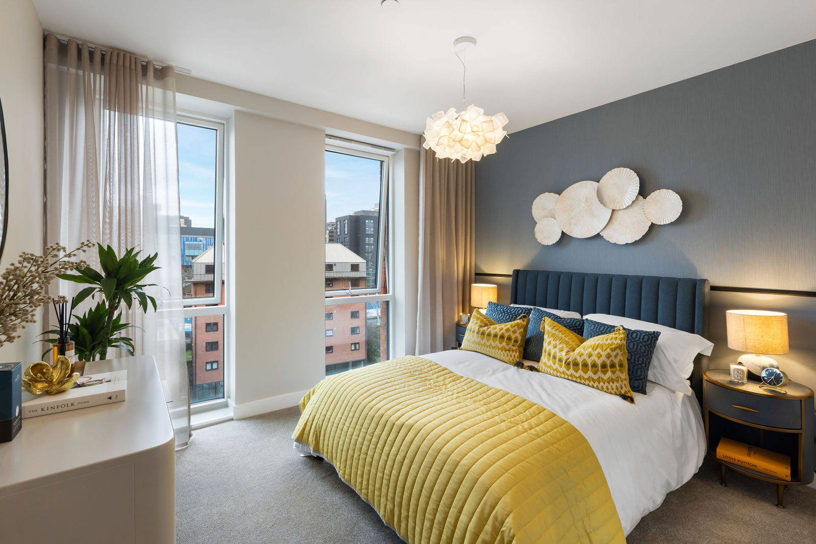 Stylish main bedroom with feature wall from a property video, by Inspire Drone Media, TA Full Capture Media