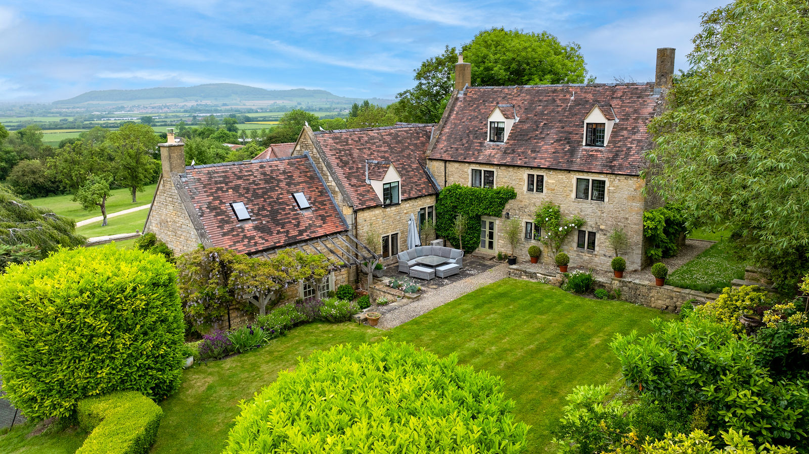 Property drone photography of period cottages and gardens from the air, by Inspire Drone Media, TA Full Capture Media