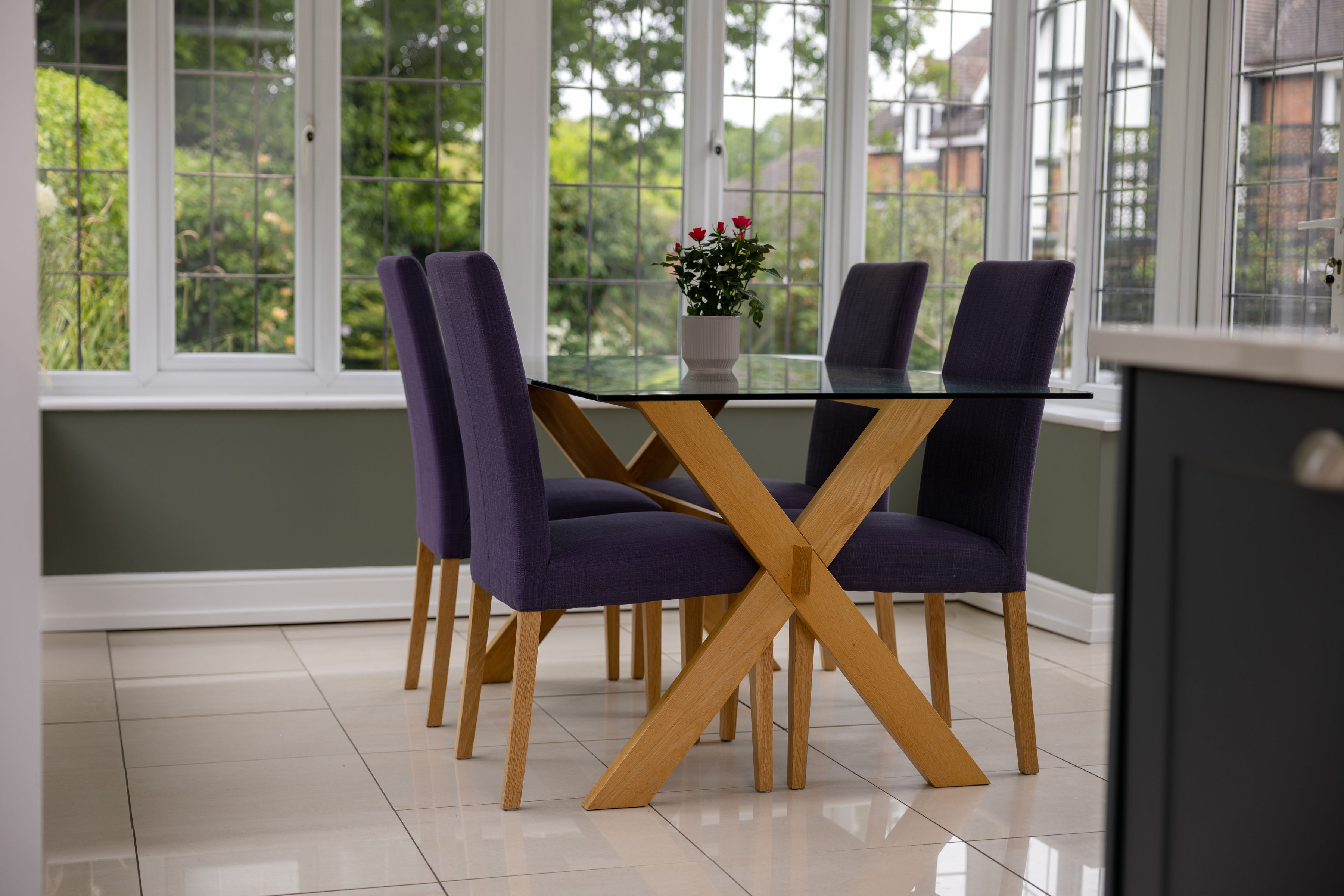 Bright conservatory dining space