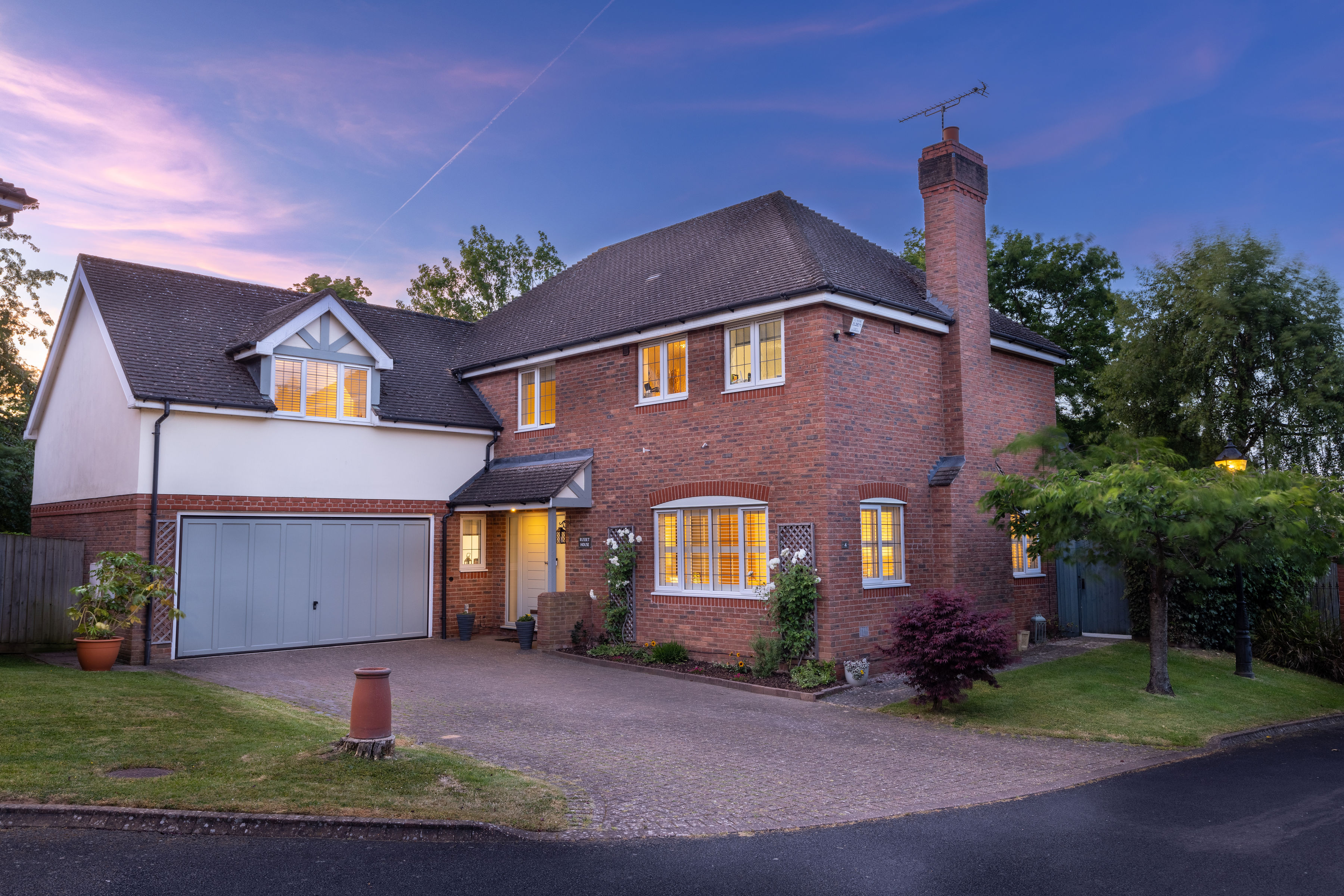 Property exterior at twilight
