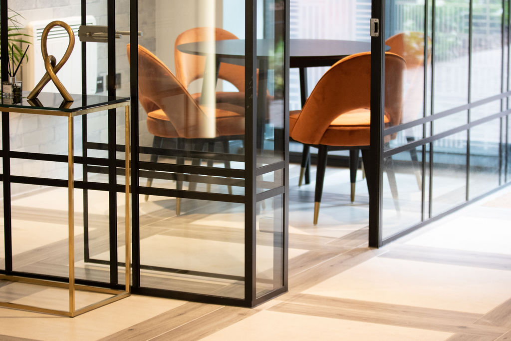 Modern commercial building entrance with contemporary design features